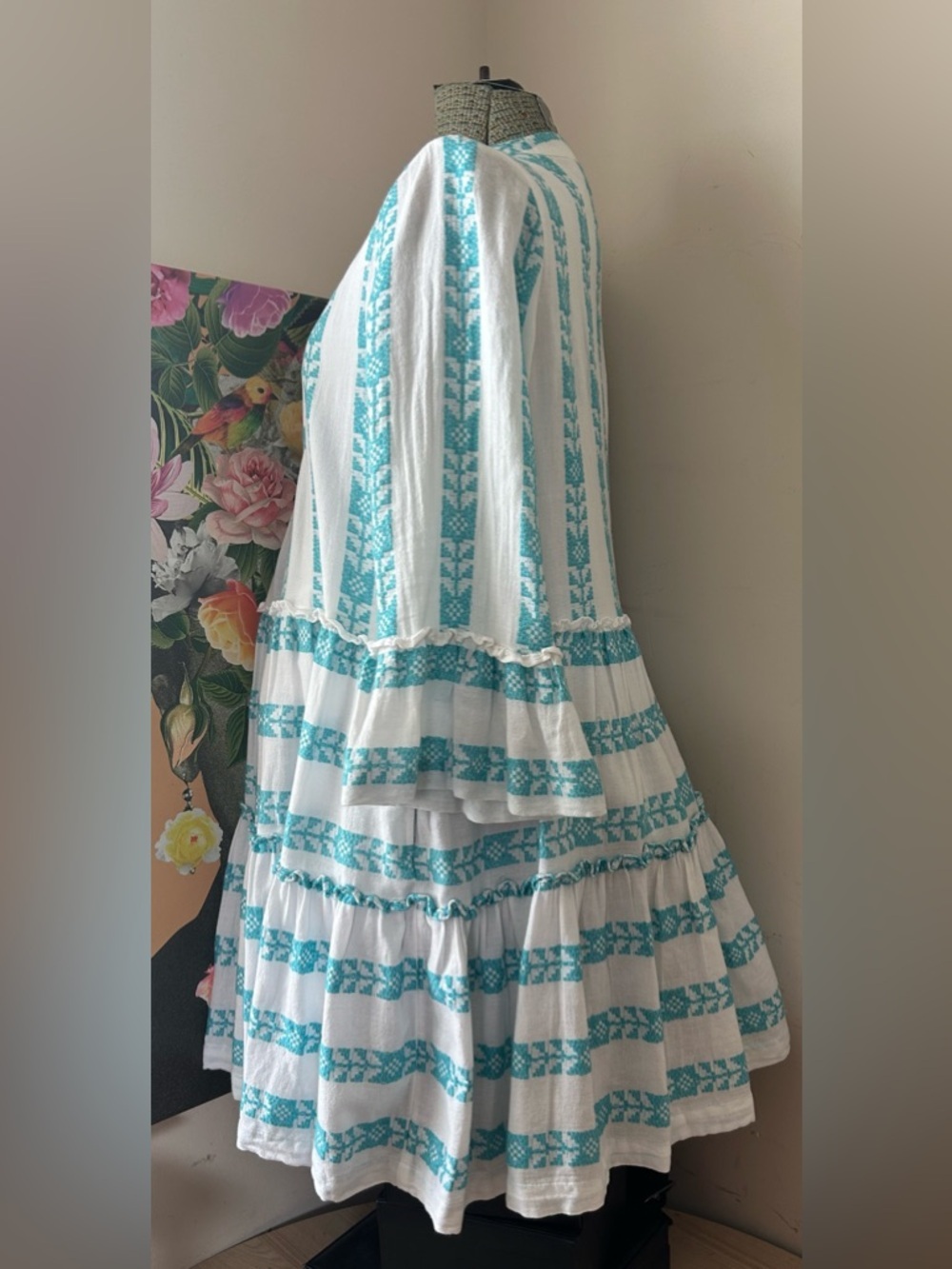 CROWN & IVY BOHO/EMBROIDERED TIERED DRESS XL. FLATTERING SILHOUETTE, FLOWY FIT. - Picture 4 of 10